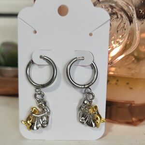 Silver and Gold Hoop Earrings with Women And Dog